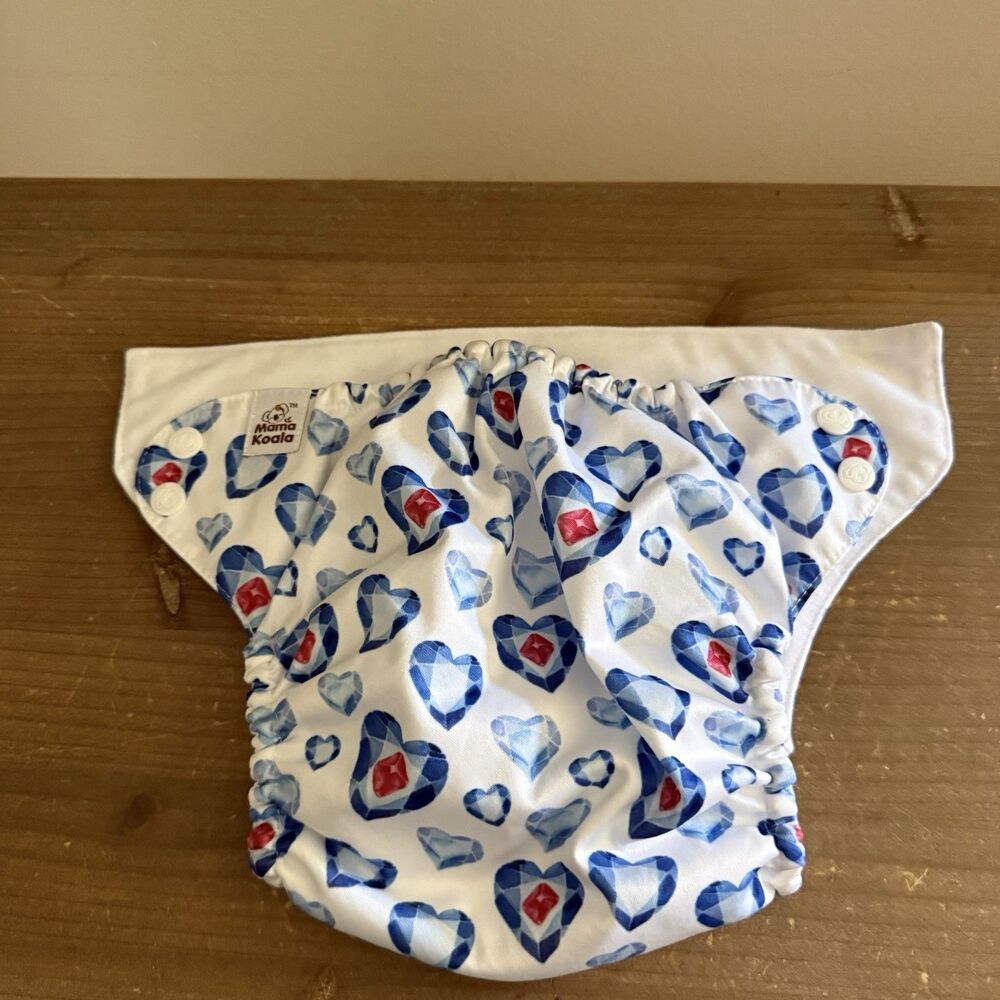 Mama Koala Red White & Blue Hearts Patriotic Pocket Cloth Diapers New